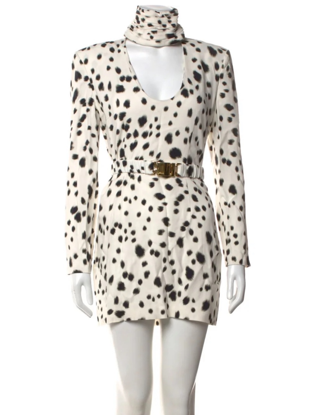 Spotted Cream and Black Mini Dress - Womens IT 36